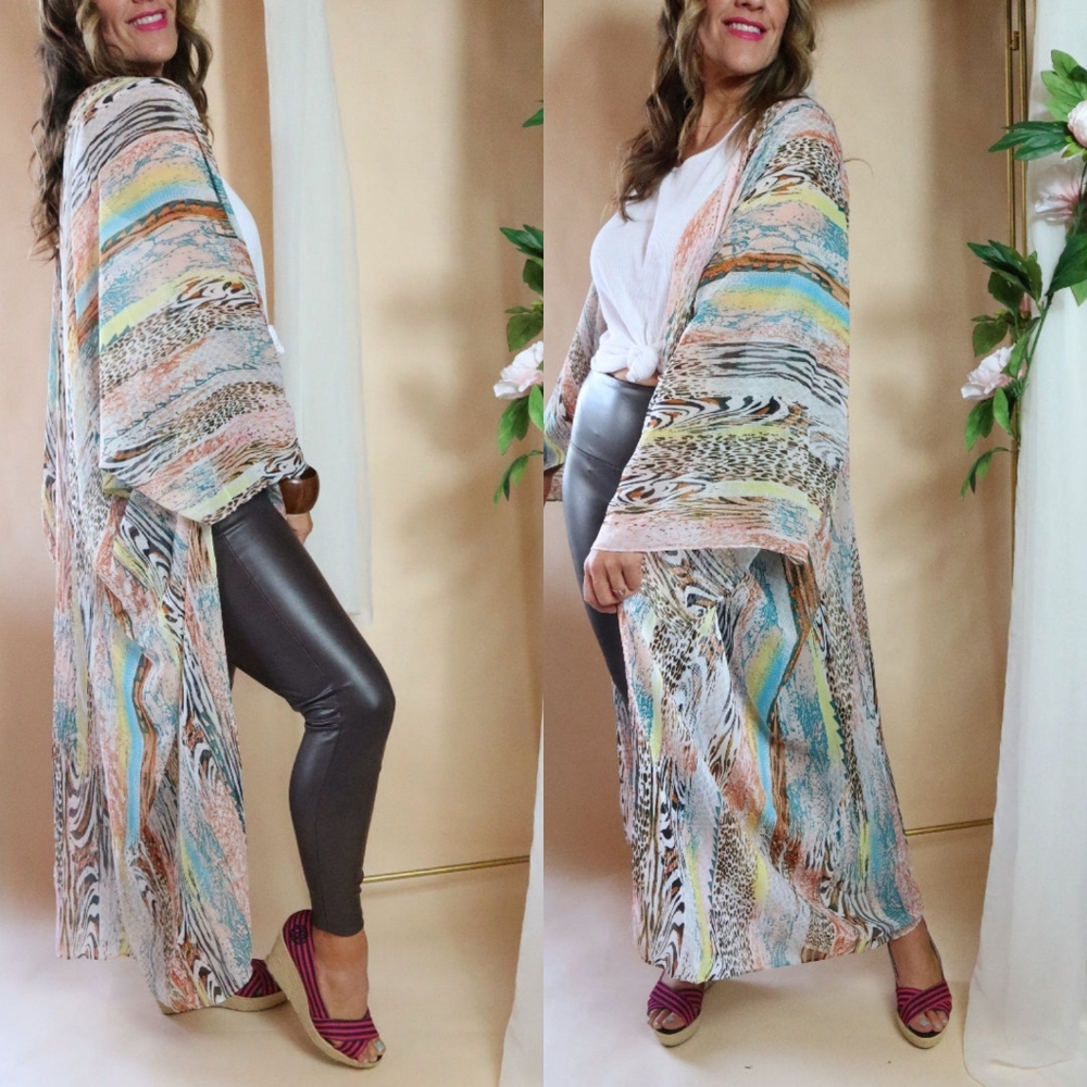 NWT Gigio Multi Print Kimono Duster